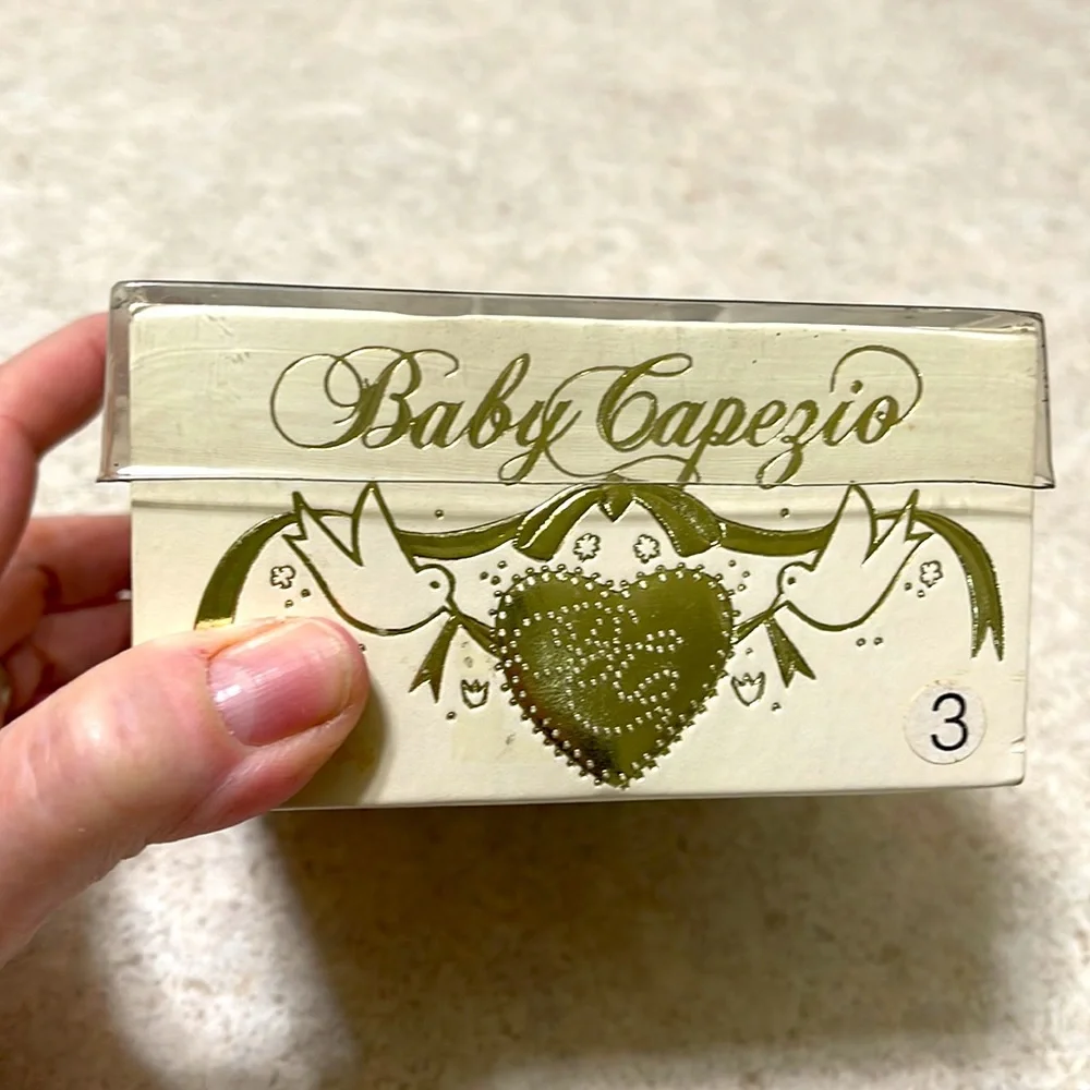VINTAGE BABY CAPEZIO BLACK LEATHER MARY JANE CRIB SHOES IN BOX